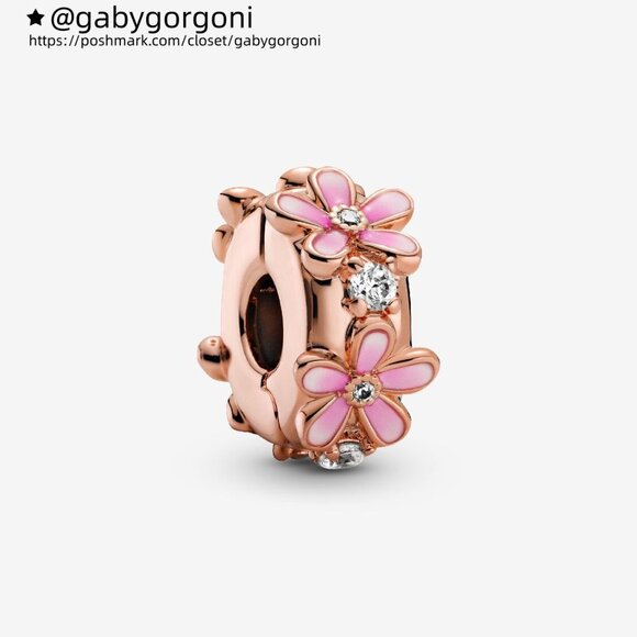 Pandora Pink Daisy Spacer Clip Charm - Picture 1 of 5